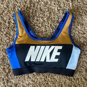 XS Nike DRI-FIT sports/workout bra top (blue, gold, black, white)
